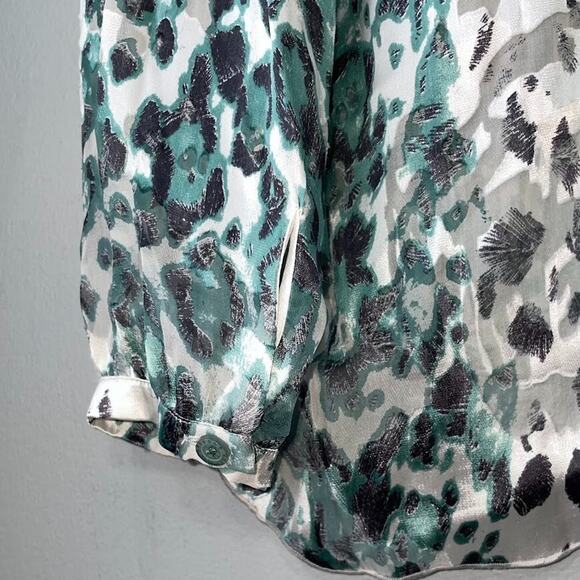 Hale Bob Size Large Burnout Satin Sheer Silk Leopard Print Bead Top Mobwife Glam - Picture 9 of 12